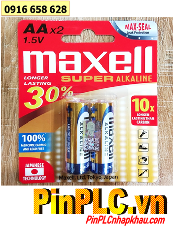 Maxell LR6(GD)2B, Pin AA 1.5v Maxell LR6(GD)2B Super Alkaline chính hãng _MẪU MỚI /Vỉ 2viên